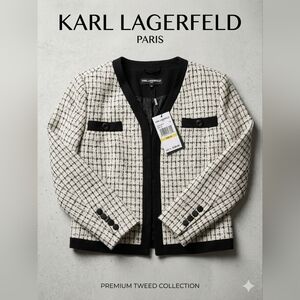 Karl Lagerfeld Black & Ivory Tweed Shirt Jacket